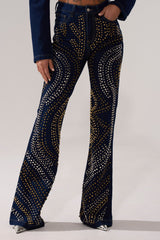 CHEYENNE STUDDED FLARE DENIM
