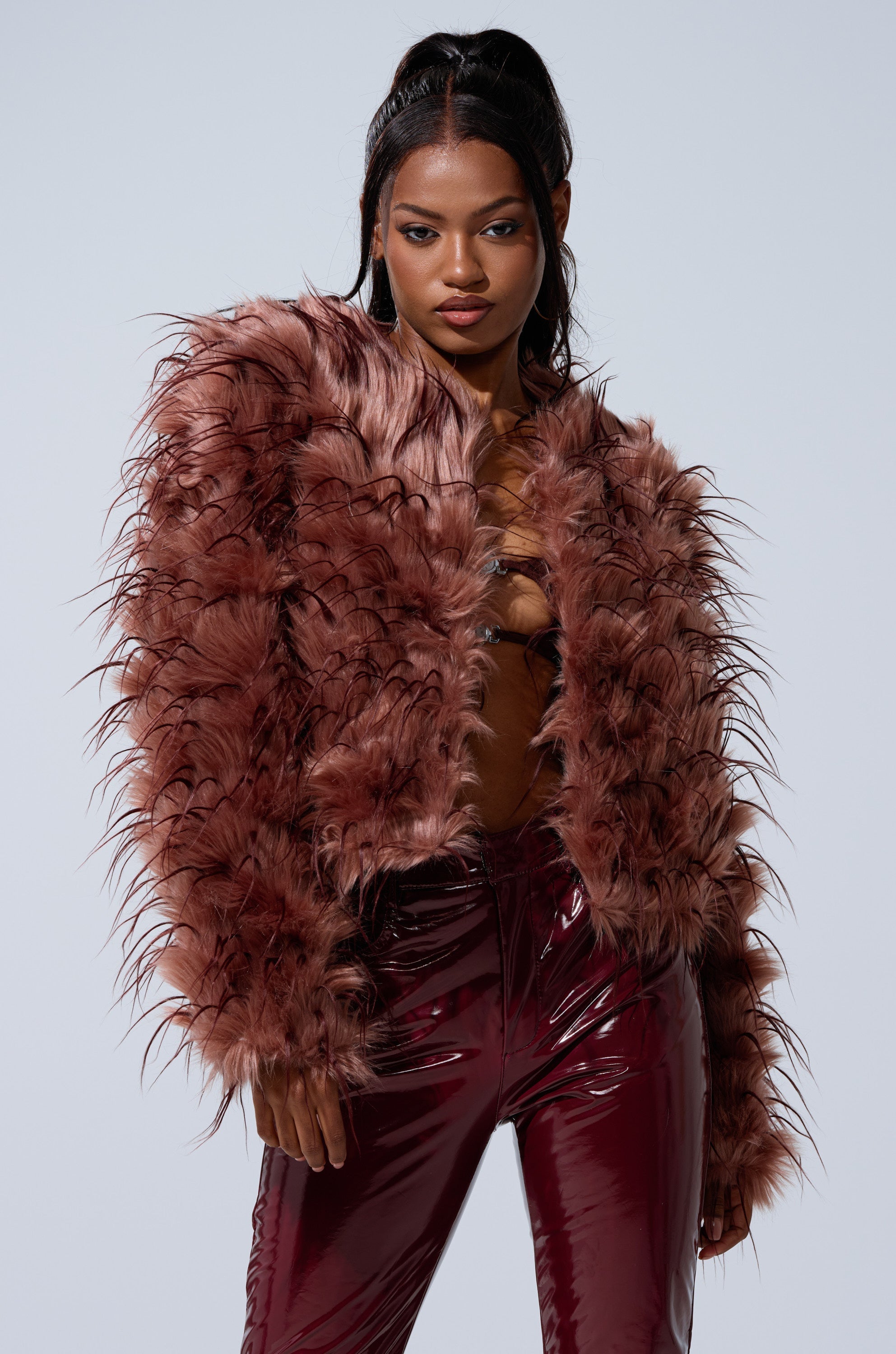 PIPER TEXTURED FAUX FUR COAT