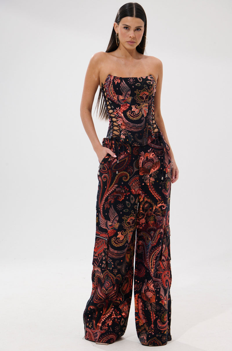 FALL VIBES BROCADE TROUSER