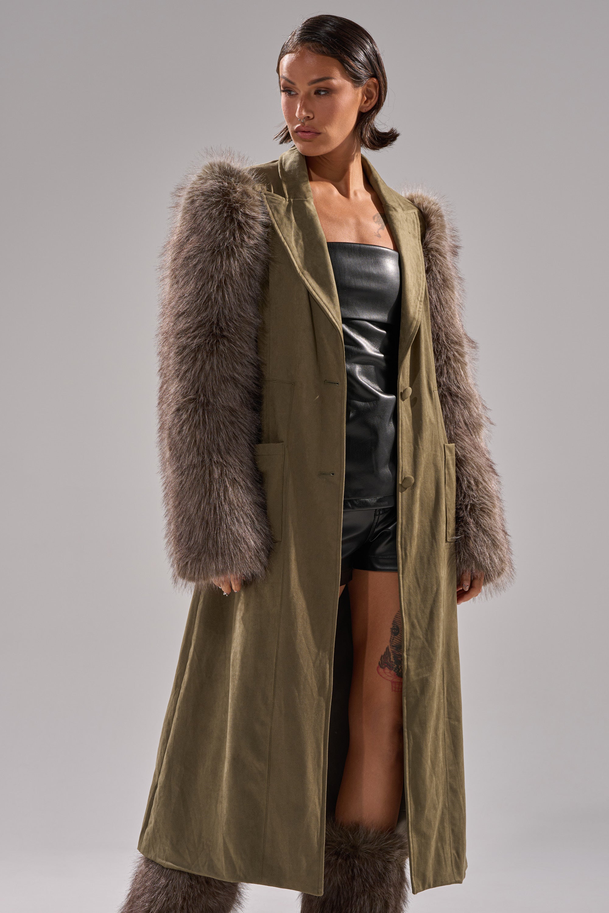 LOLITA FUR SLEEVE TRENCH