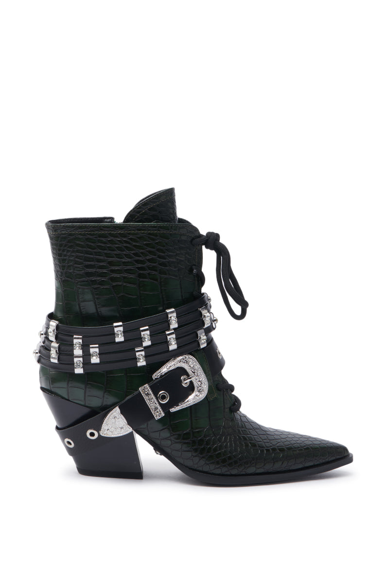 AZALEA WANG JAVELIN GREEN WESTERN BOOTIE