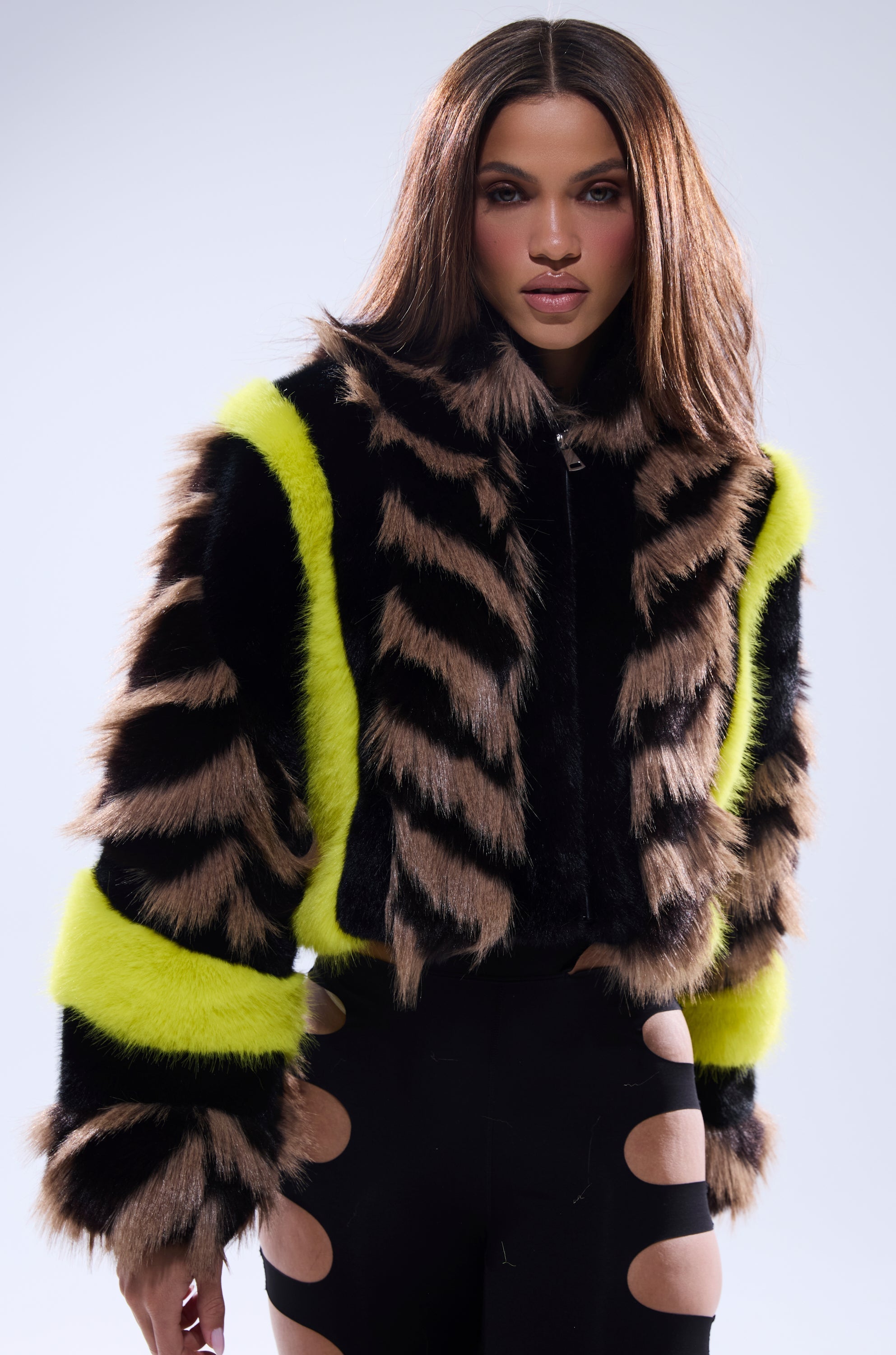 MISS ME WITH THAT PANELED FAUX FUR