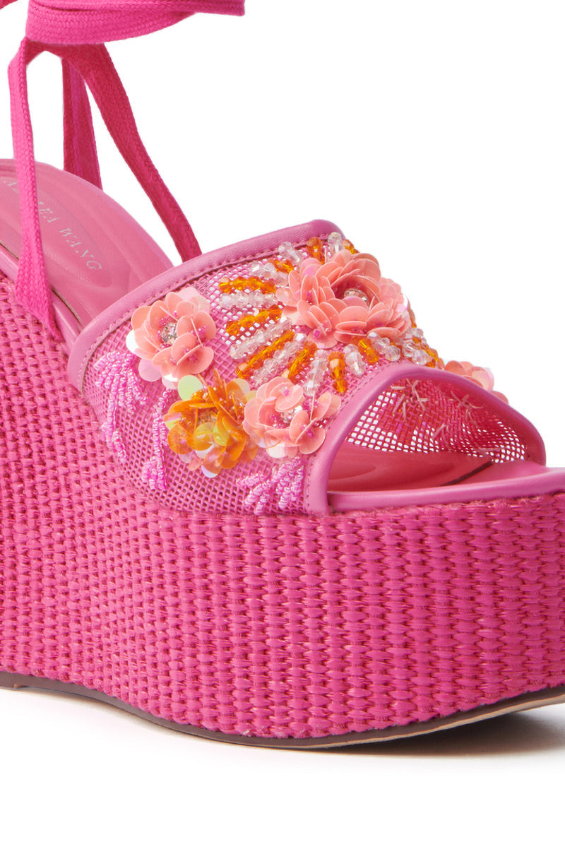 AZALEA WANG VONDA PINK WEDGE SANDAL