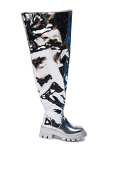 AZALEA WANG CORTLAND SILVER THIGH HIGH BOOT