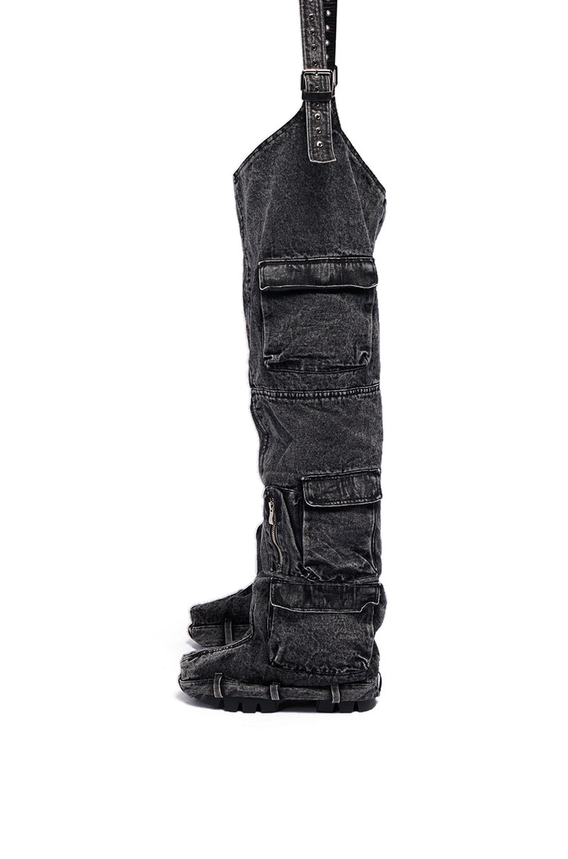 AZALEA WANG FAUSTA DENIM CHAP BOOT