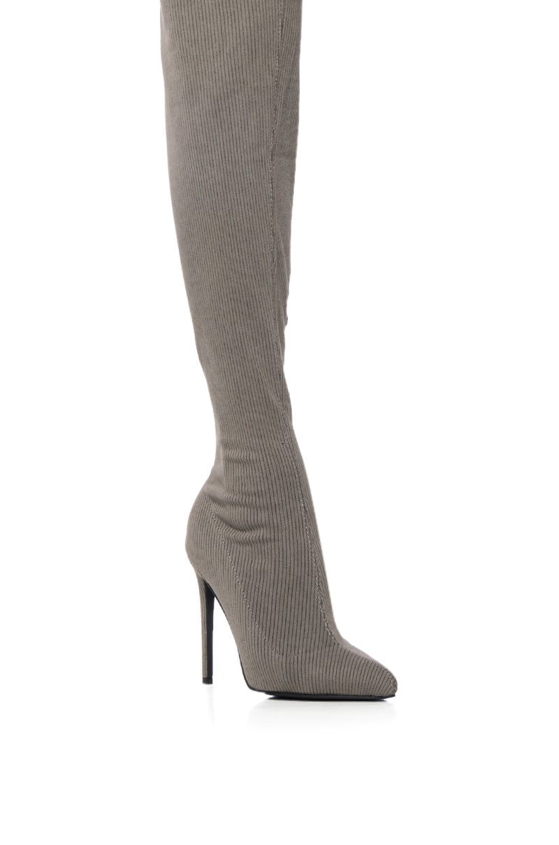 AZALEA WANG STAR GIRL BROWN RIBBED BOOT