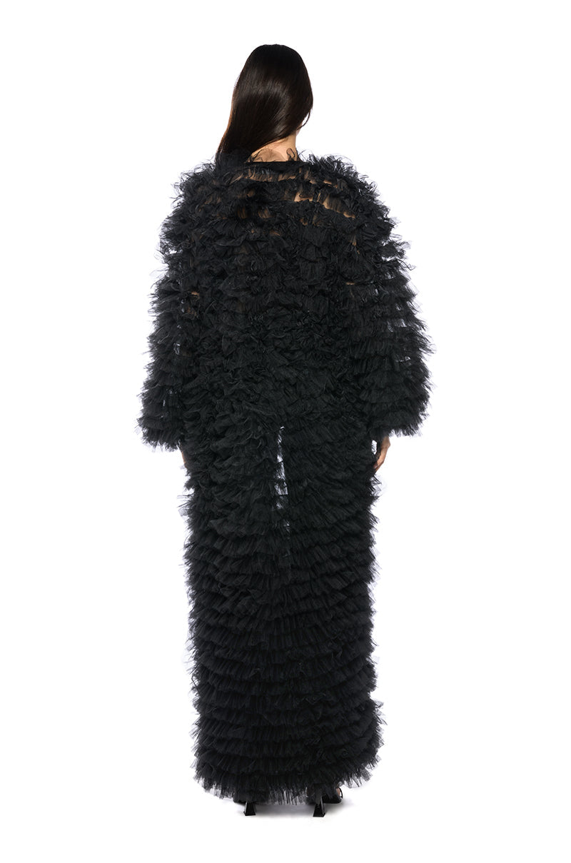 TAKE A BOW AVANT GARDE RUFFLE TRENCH